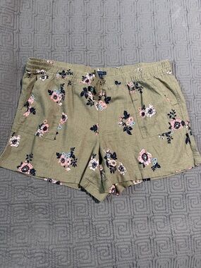 Nautica Olive Green Floral Drawstring Shorts